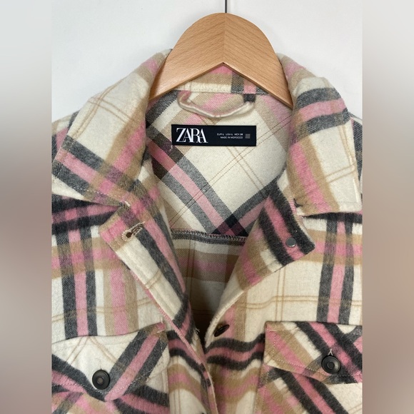 ZARA Plaid Pink Shacket Flannel Shirt LARGE
Wool Blend Fall Cozy - Picture 3 of 10